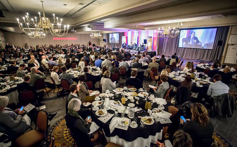 Wide shot of Mainebiz event in Portland in January 2018.