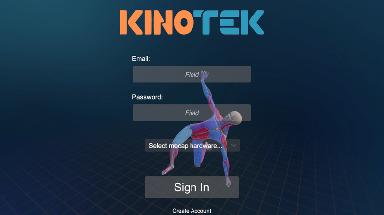 Kinotek log-in screen image