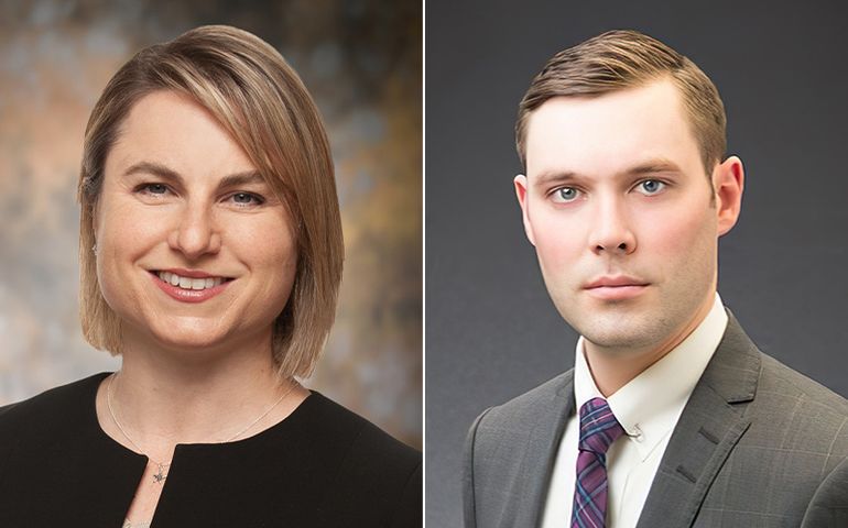 Portraits of attorneys Molly Liddell and Adam Swanson