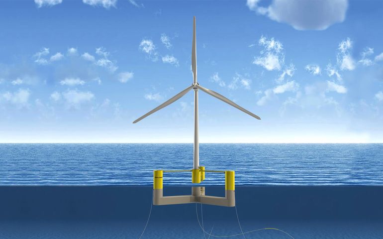 Image of offshore wind turbine that's partly under water