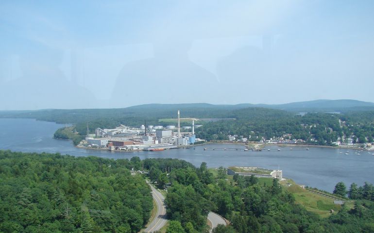 an aerial view of the town of Bucksport
