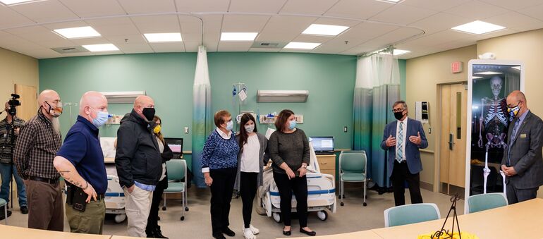 Group of people at UMPI new nurse facility dedication 