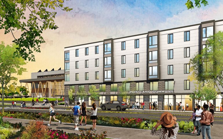 Rendering of future student housing building in Portland 