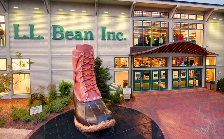 exterior of L.L.Bean retail store in Freeport, showing giant Bean boot