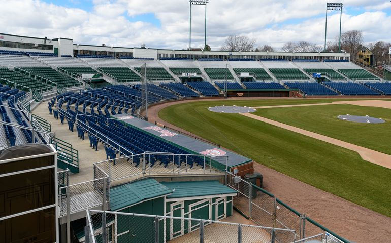 Empty Hadlock field seen from the stands. 