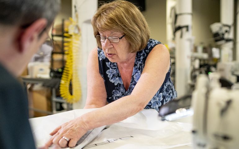 Hyperlite Mountain Gear workers on the production floor 