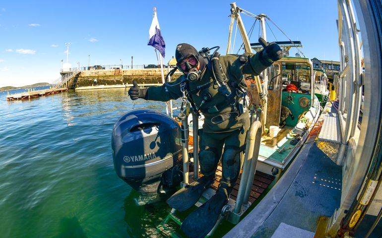 diver on boat