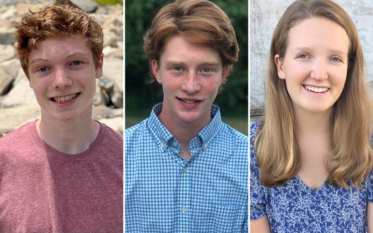 Phtos of three students who won Tyler Technololgies' App Challenge 2021.