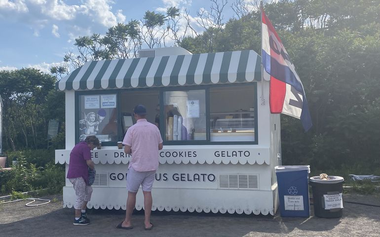 People at Gorgeous Gelato kiosk at Fort Williams Park, Cape Elizabeth 