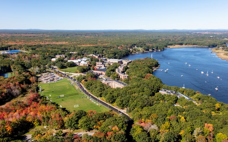 Aerial view of UNE campus in Biddeford