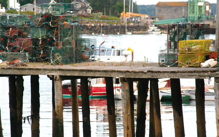 traps, pier and boat