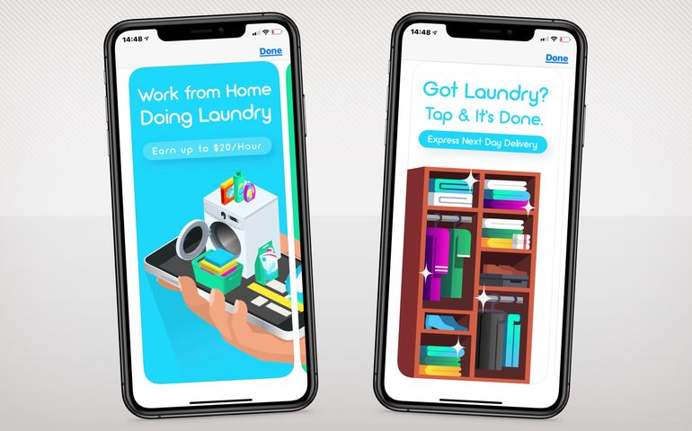 Two phones showing SudShare app for employees, and customers 