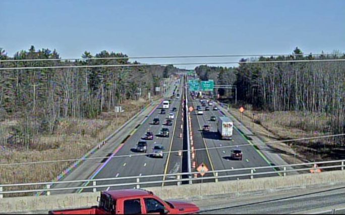traffic on Maine Turnpike, viewed from overpass