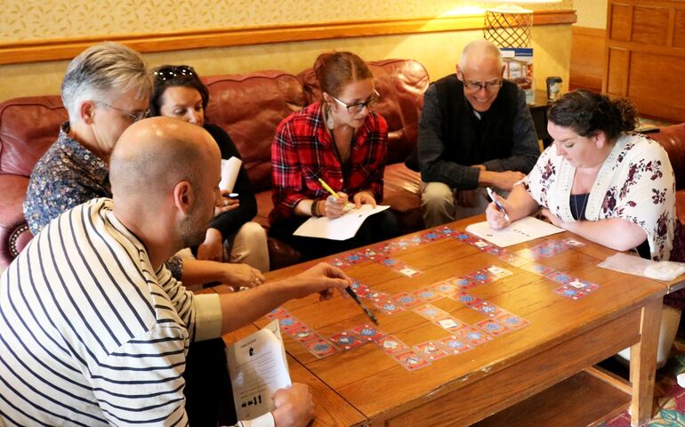 people at a coffee table