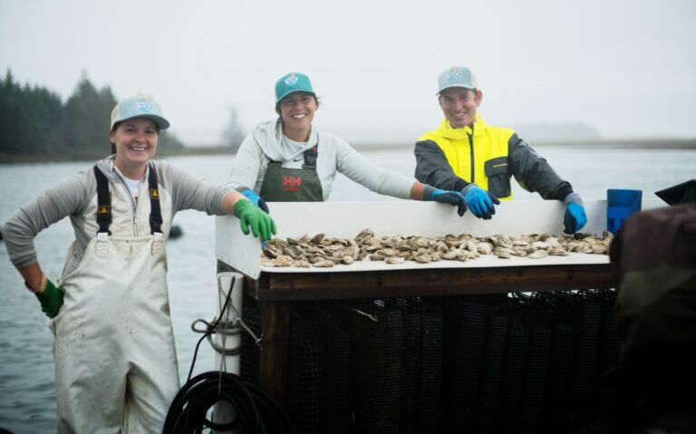 3 people with oysters