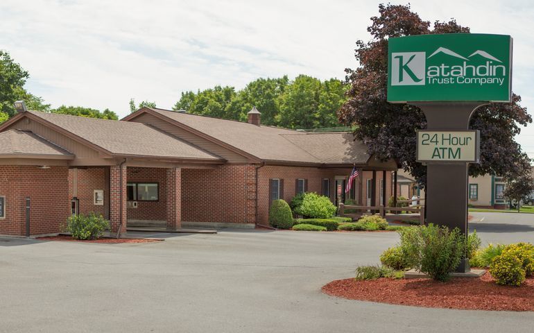 buildings with bank sign