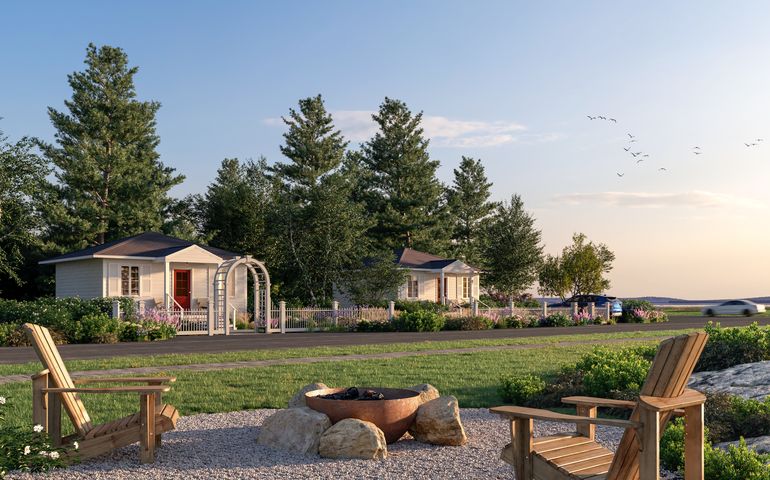 cottages and deck chairs