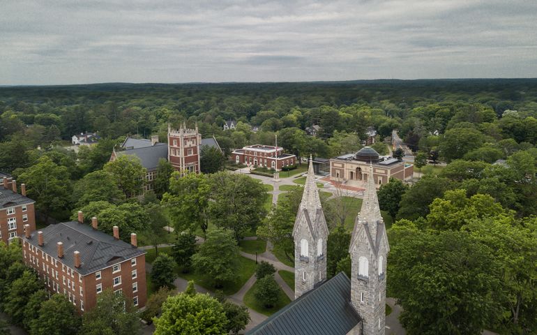 aerial of college campus