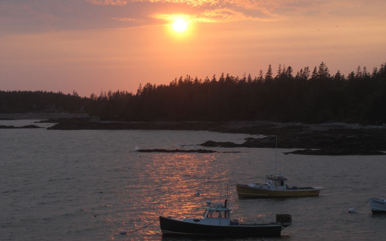 orange sky and water