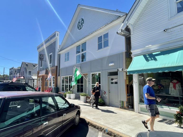 storefronts and people on sidewalk