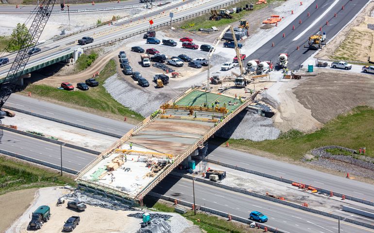 Turnpike construction aerial view
