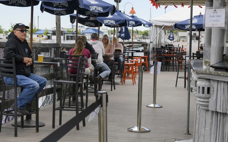 Diners outdoors at Portland Lobster Company 