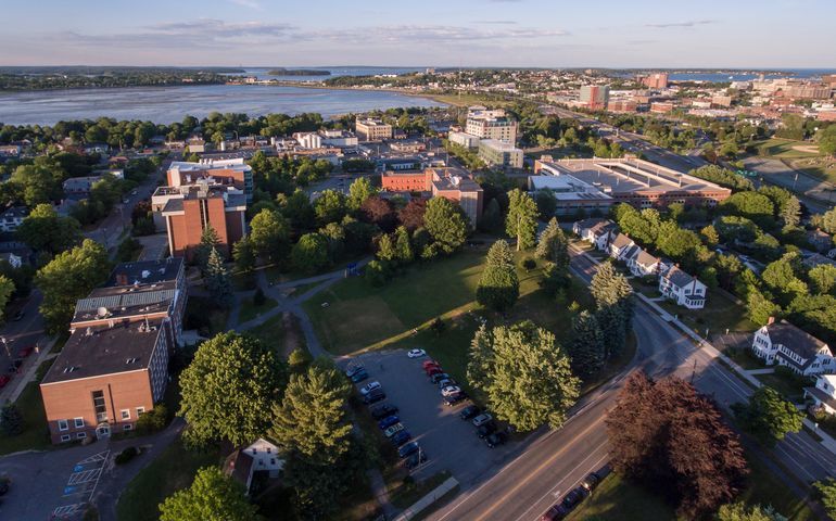 aerial of college campus