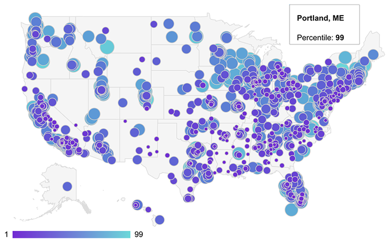 Map with dots