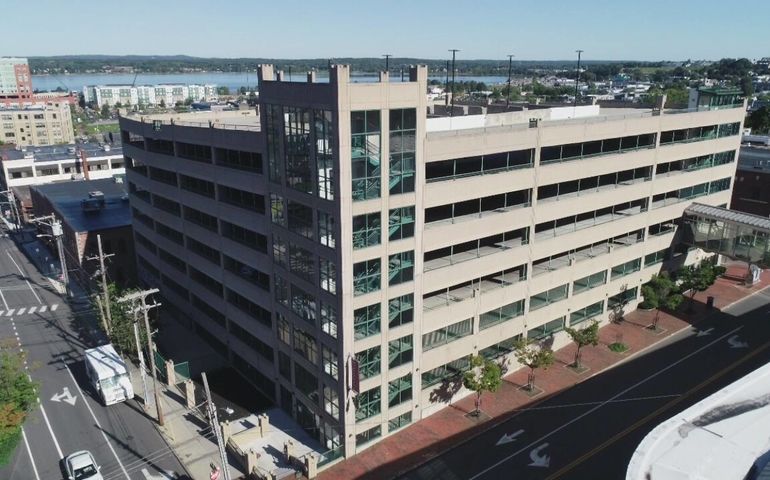 aerial of parking garage