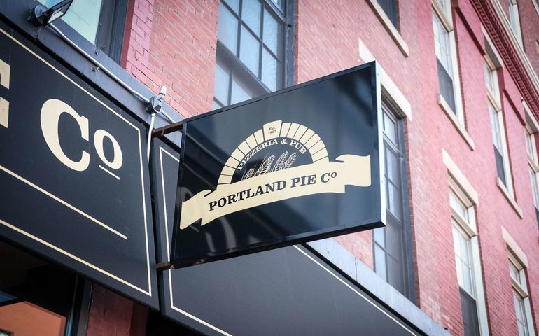 brick facade and sign