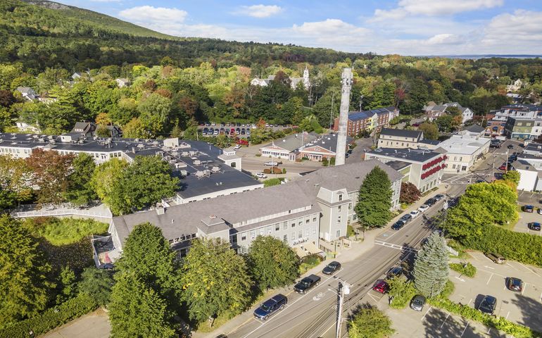 aerial of big buildings and streets