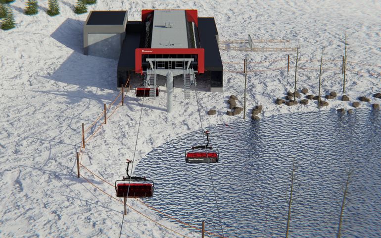 rendering of snow and chari lift