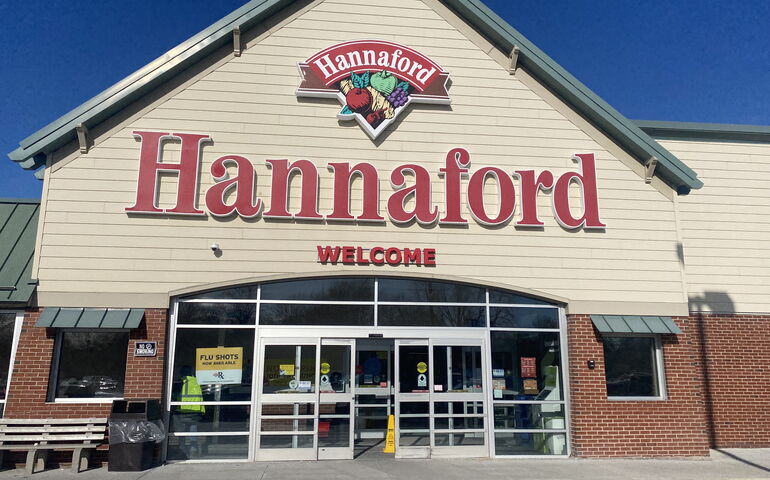 Hannaford storefront against a blue sky 