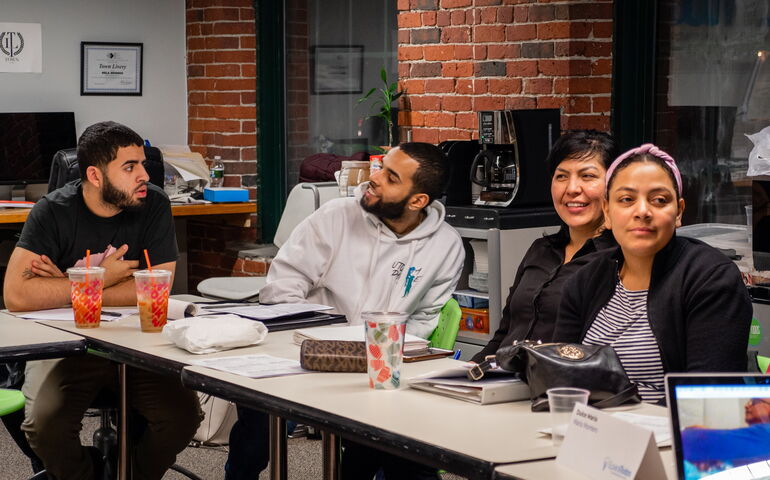 Diverse entrepreneurs at a table