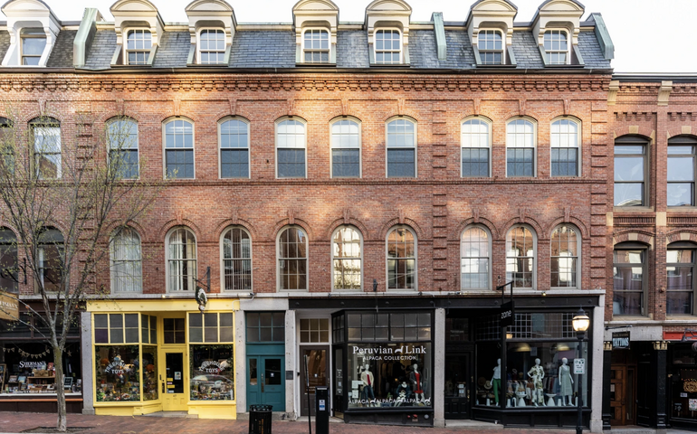 old brick building and storefronts