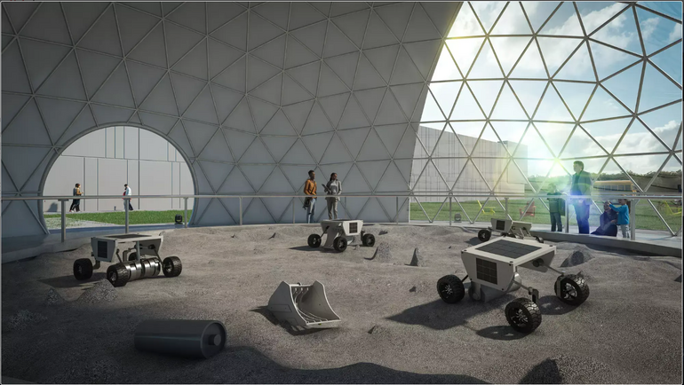 rendering of dome and people