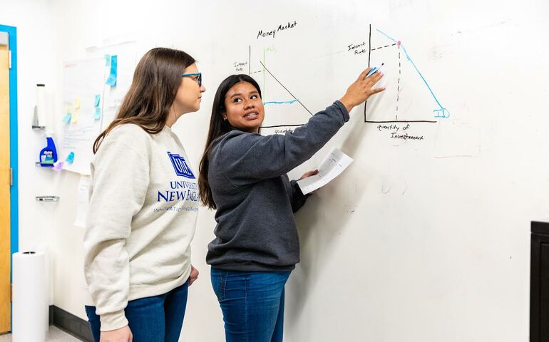 University of New England students in class. 