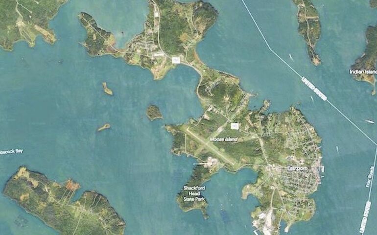 aerial of island and water
