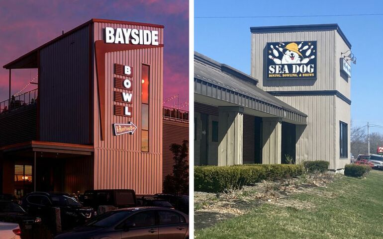 Side by side building photos 