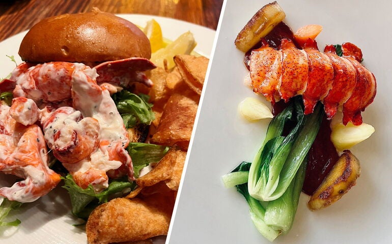 Two cooked lobster dishes 