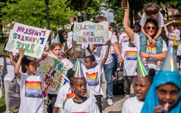 Kids with signs 