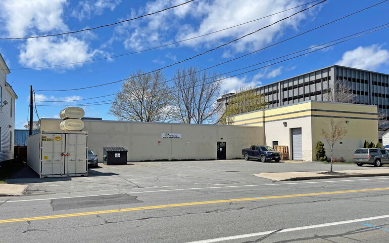 long low building and street