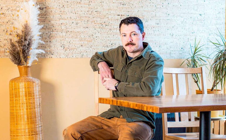 person sitting at table