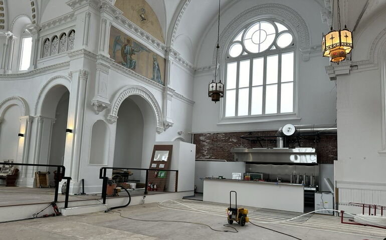Church interior undergoing renovation 
