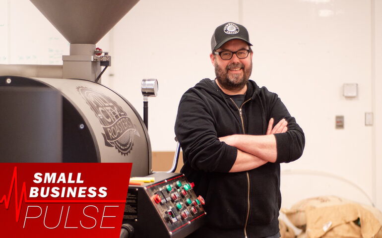 Photo of business owner in coffee roaster 