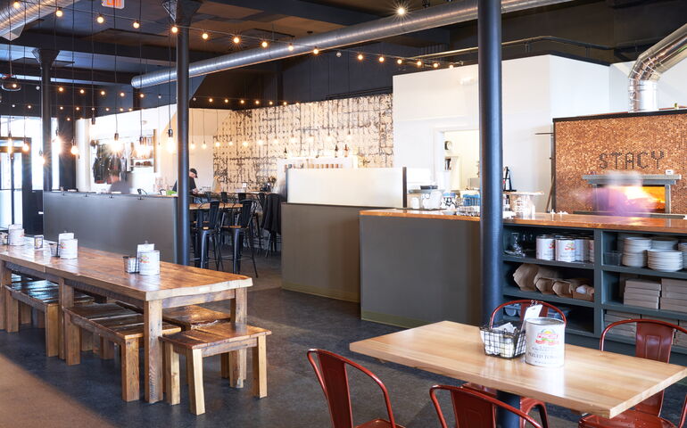 The interior of the new Cushnoc Brewing location.