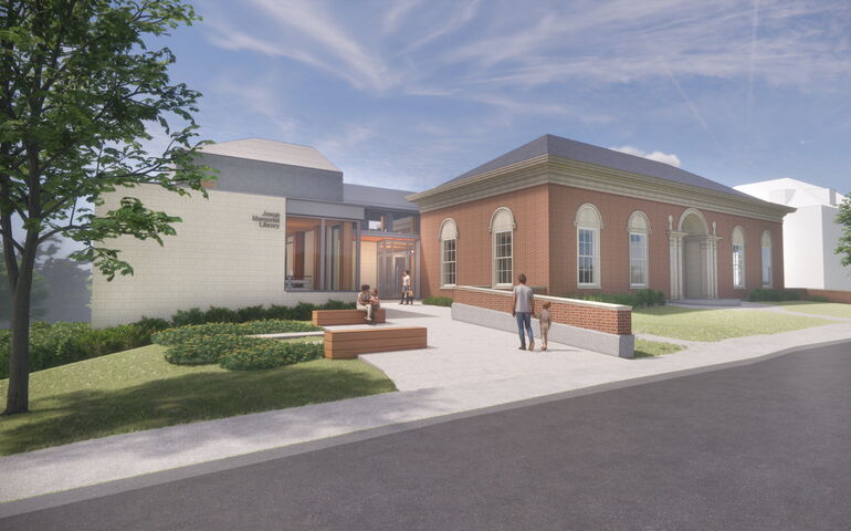 rendering of buildings and people