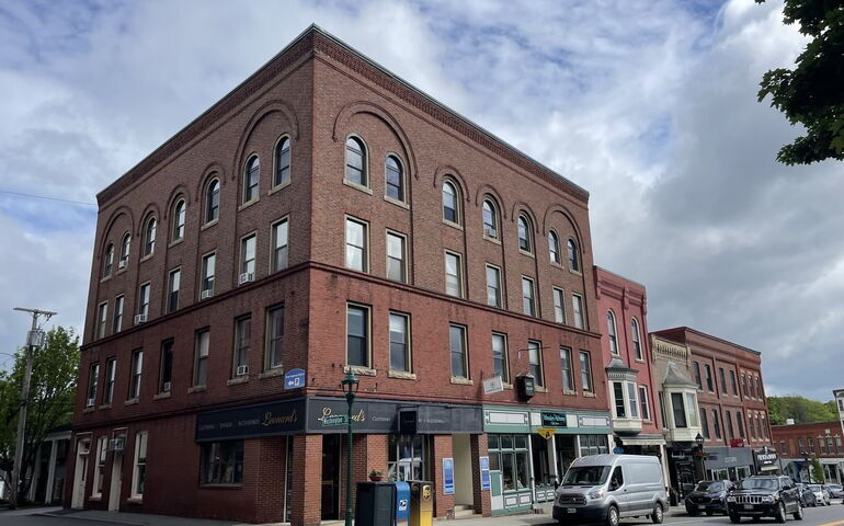 This is an old brick building in downtown Camden.