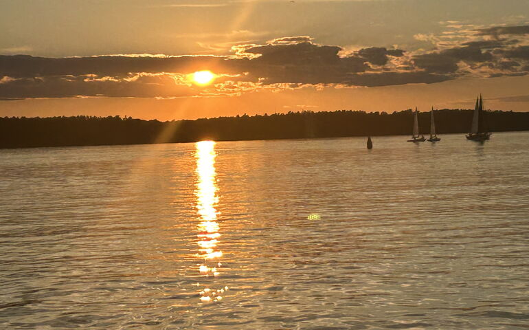 Sunset over Casco Bay in Portland.