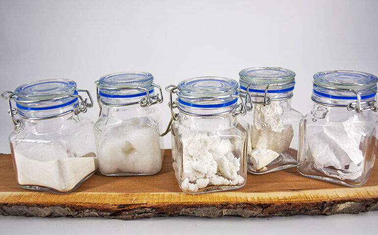 Jars are full of cellulose in various forms.